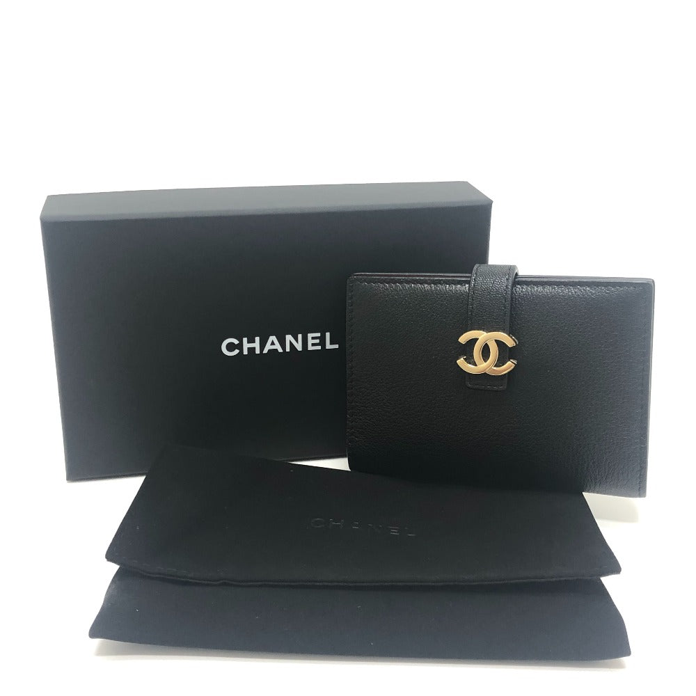 CHANEL AP5330 CC Mark Passport cover, travel case, small items passport case Leather Black Used