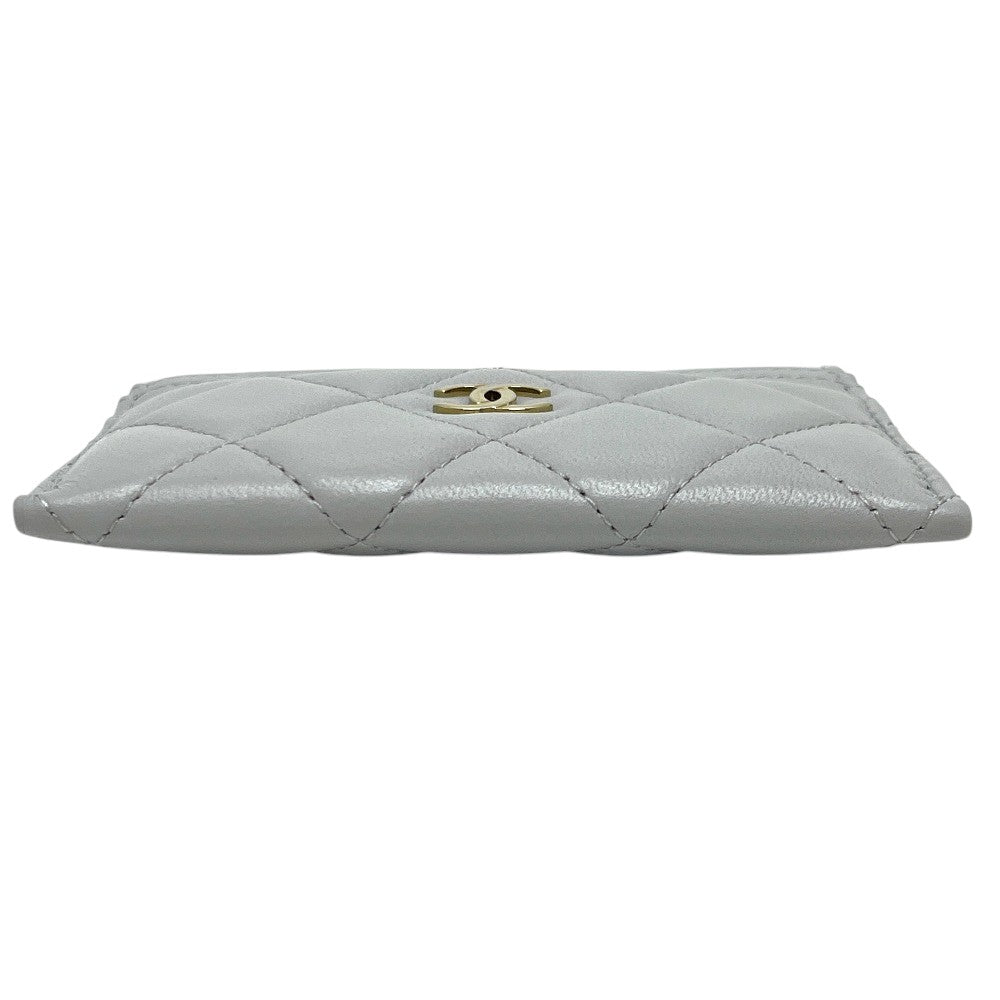 CHANEL AP4472 Matelasse CC Mark Timeless Classic Card Case Lambskin Leather gray Used