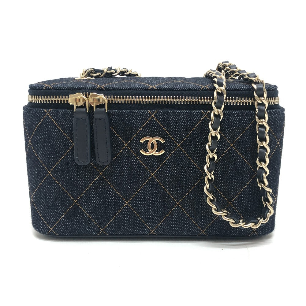 CHANEL AP1341 CC Mark Matelasse Vanity Bag, Handbag, GoldHardware Denim Shoulder Bag Denim blue Used