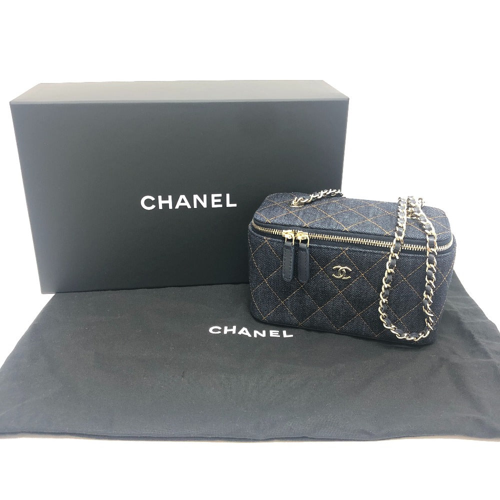 CHANEL AP1341 CC Mark Matelasse Vanity Bag, Handbag, GoldHardware Denim Shoulder Bag Denim blue Used