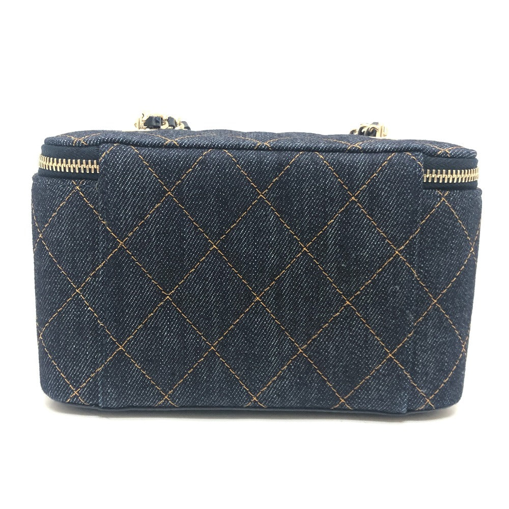 CHANEL AP1341 CC Mark Matelasse Vanity Bag, Handbag, GoldHardware Denim Shoulder Bag Denim blue Used