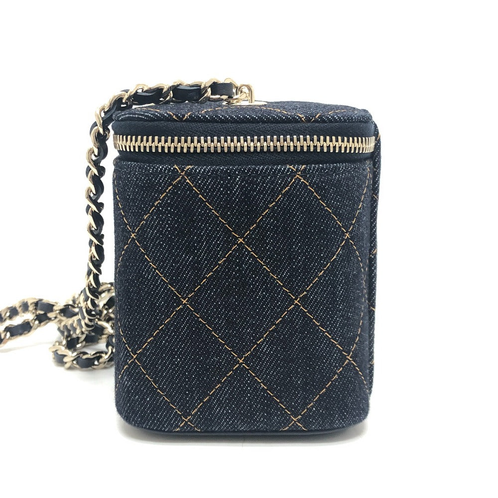 CHANEL AP1341 CC Mark Matelasse Vanity Bag, Handbag, GoldHardware Denim Shoulder Bag Denim blue Used