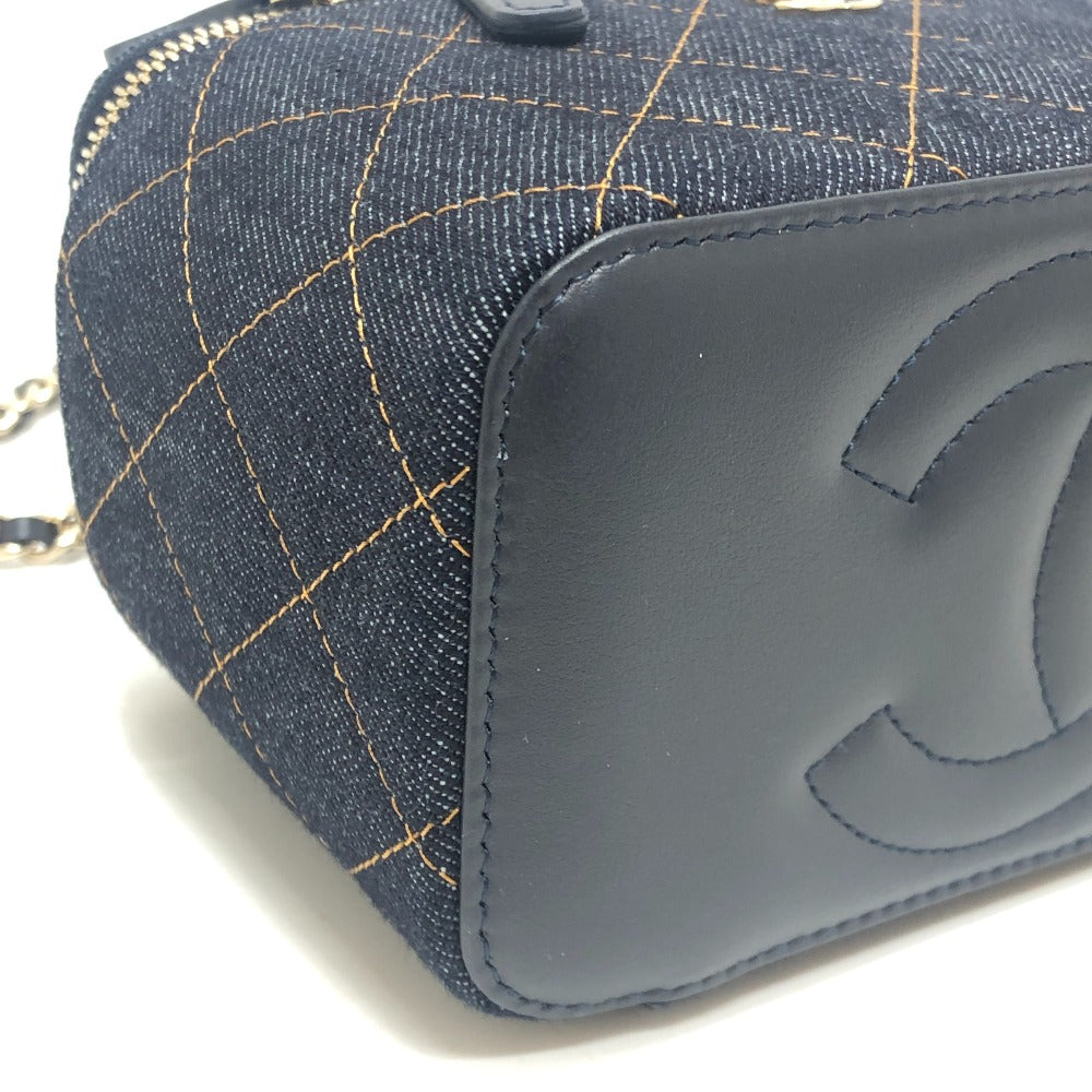 CHANEL AP1341 CC Mark Matelasse Vanity Bag, Handbag, GoldHardware Denim Shoulder Bag Denim blue Used