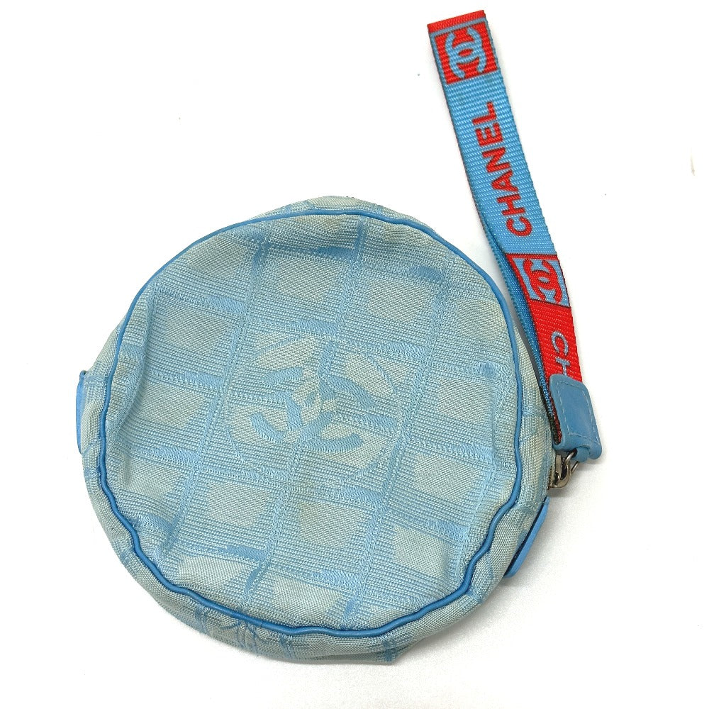 CHANEL Sport Round Strap Pouch Nylon Women's Blue
