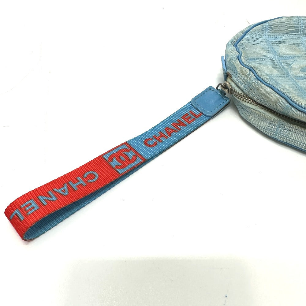 CHANEL Sport Round Strap Pouch Nylon Women's Blue