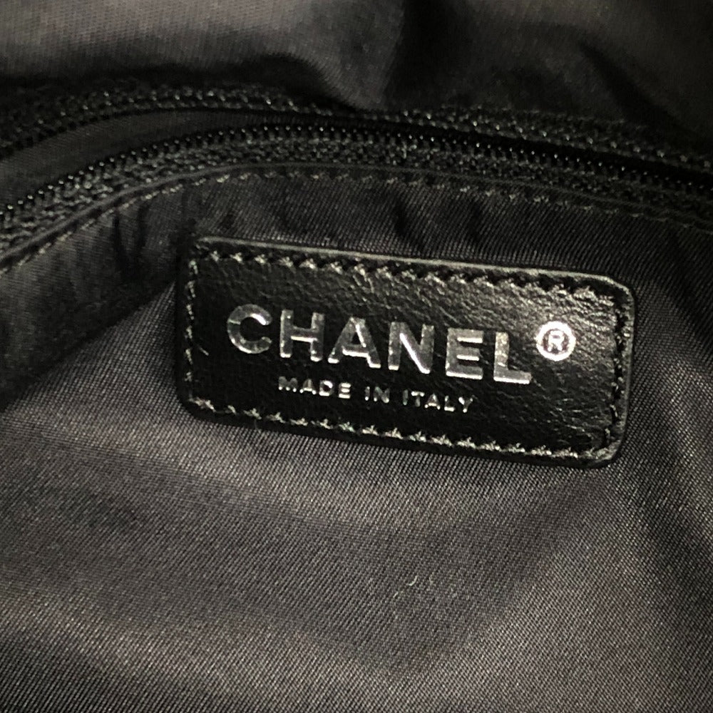 CHANEL A34208 CC Coco Mark Paris-Biarritz PM Enamel x Harako x Leather Tote Bag, Women's, Black