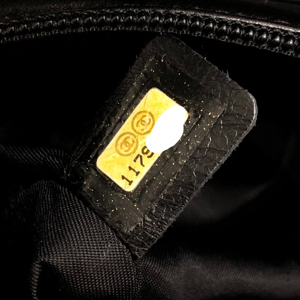 CHANEL A34208 CC Coco Mark Paris-Biarritz PM Enamel x Harako x Leather Tote Bag, Women's, Black