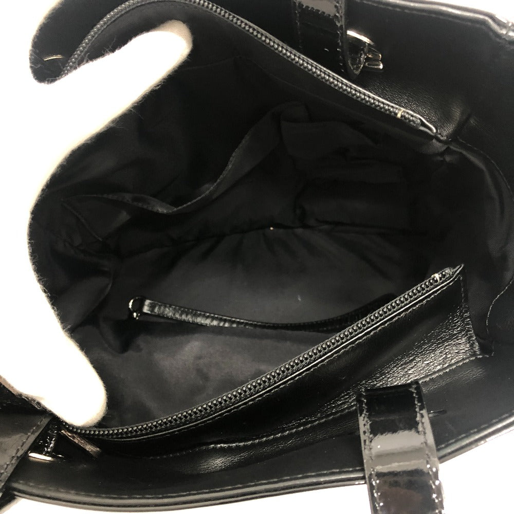CHANEL A34208 CC Coco Mark Paris-Biarritz PM Enamel x Harako x Leather Tote Bag, Women's, Black