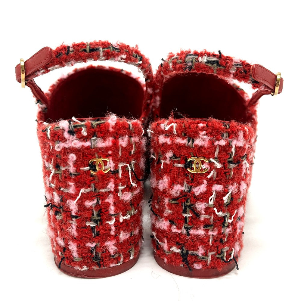 CHANEL G46865 2025/26 Autumn/Winter Coco Mark Slingback Tweed Pumps Sandals Tweed Women's Red