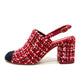 CHANEL G46865 2025/26 Autumn/Winter Coco Mark Slingback Tweed Pumps Sandals Tweed Women's Red