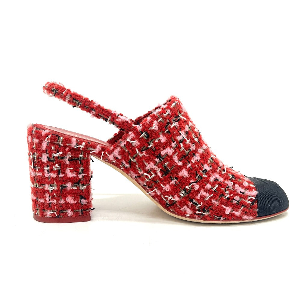 CHANEL G46865 2025/26 Autumn/Winter Coco Mark Slingback Tweed Pumps Sandals Tweed Women's Red