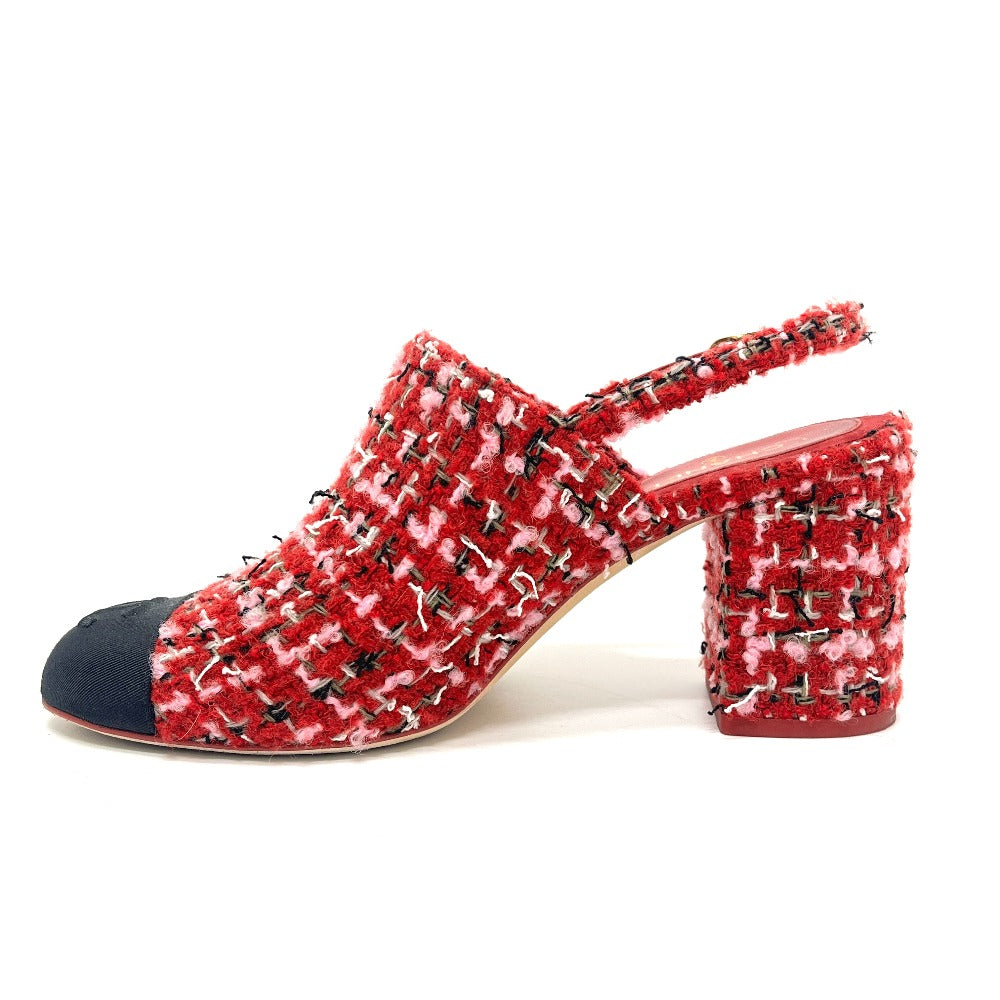 CHANEL G46865 2025/26 Autumn/Winter Coco Mark Slingback Tweed Pumps Sandals Tweed Women's Red
