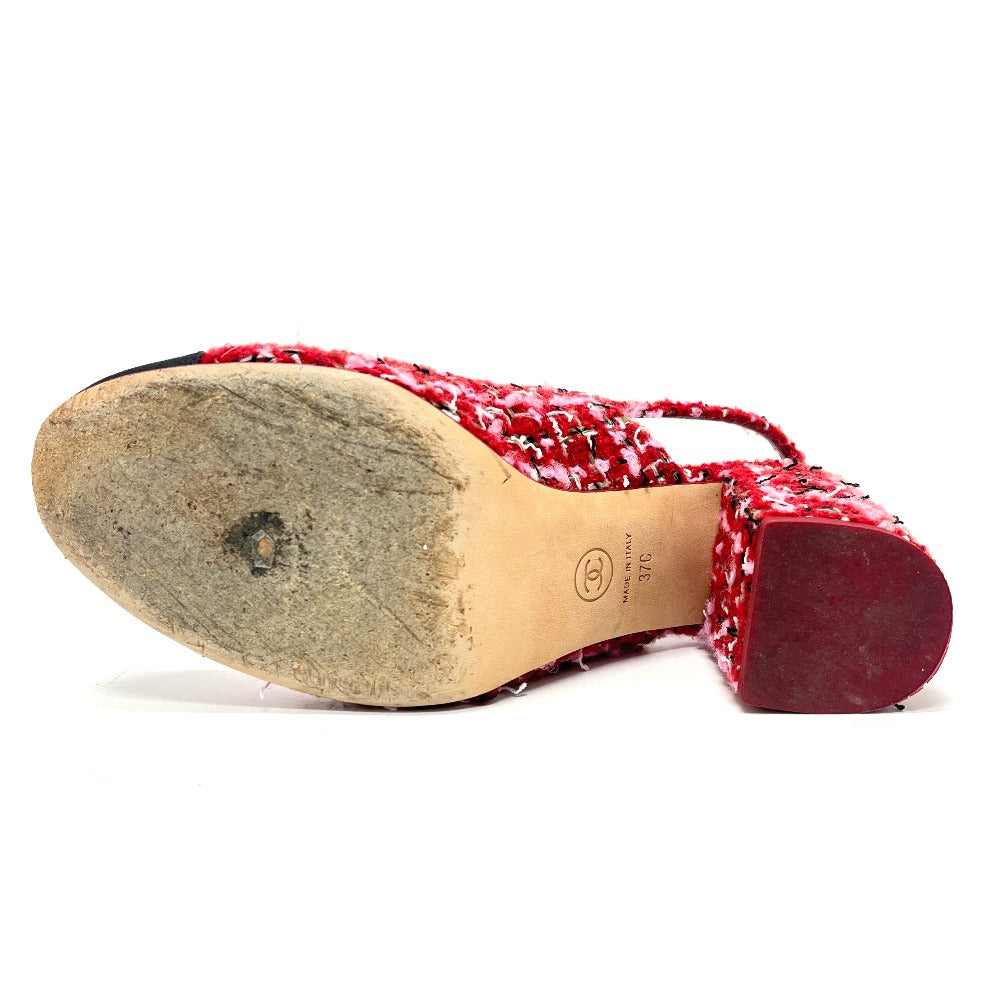 CHANEL G46865 2025/26 Autumn/Winter Coco Mark Slingback Tweed Pumps Sandals Tweed Women's Red