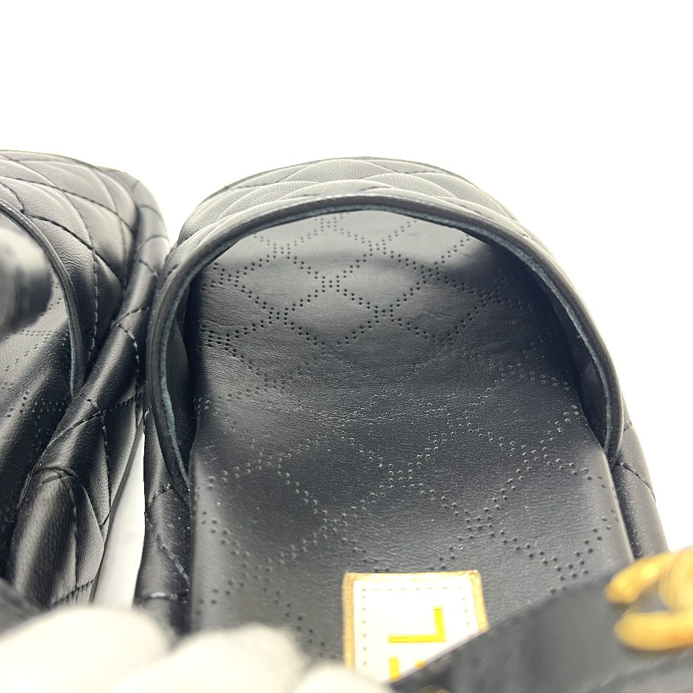 CHANEL G45430 マトラッセ ロゴ ココマーク ベルクロ 靴 サンダル ラムスキン レディース ブラック