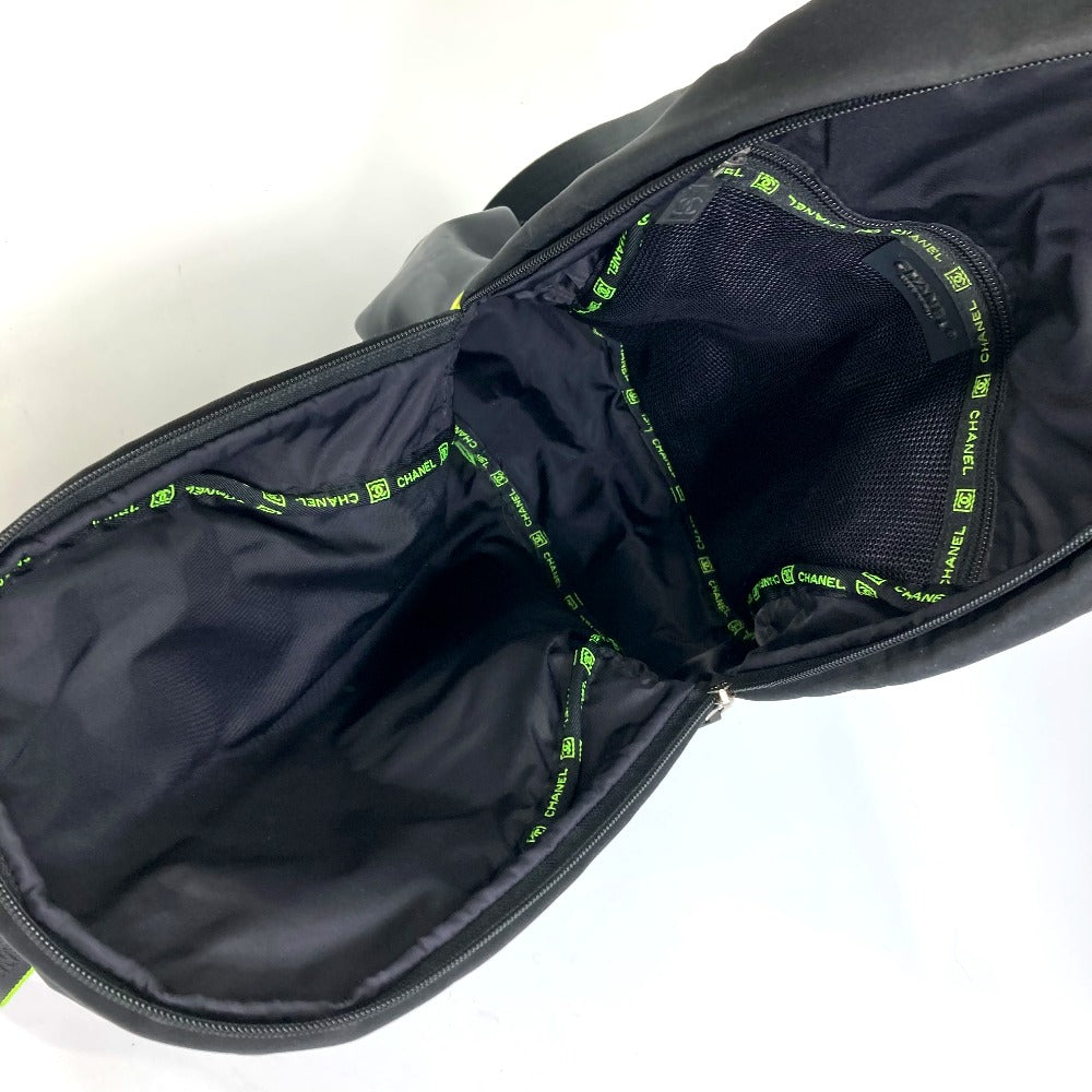 CHANEL Sport Line Logo Zip-Up Backpack in Nylon, Women's, Black and Neon Yellow