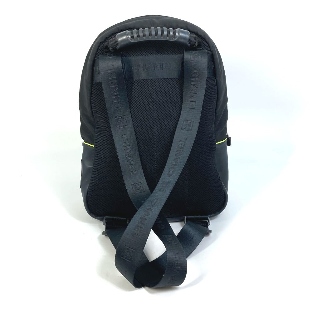 CHANEL Sport Line Logo Zip-Up Backpack in Nylon, Women's, Black and Neon Yellow