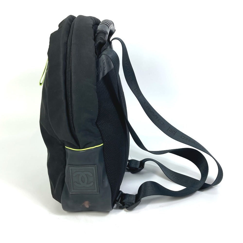 CHANEL Sport Line Logo Zip-Up Backpack in Nylon, Women's, Black and Neon Yellow