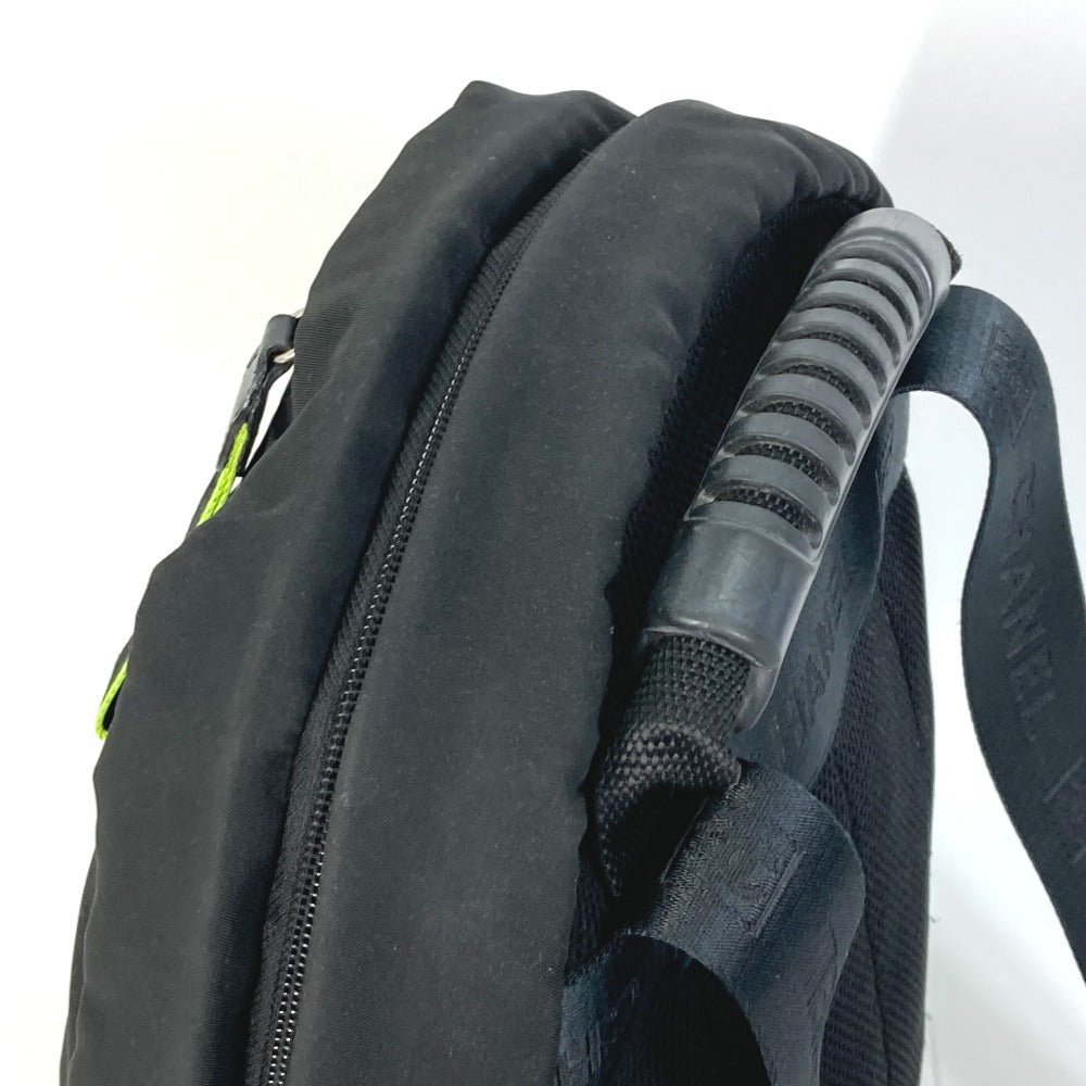 CHANEL Sport Line Logo Zip-Up Backpack in Nylon, Women's, Black and Neon Yellow