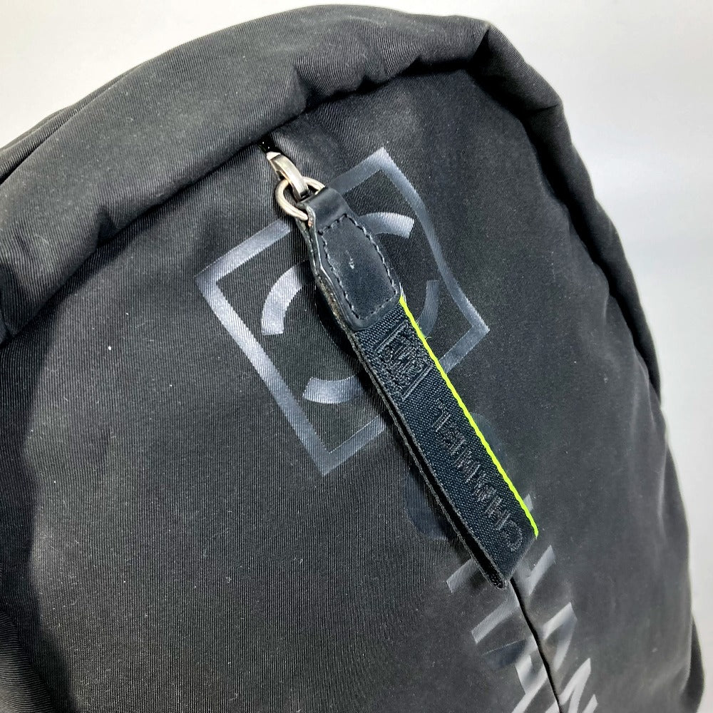 CHANEL Sport Line Logo Zip-Up Backpack in Nylon, Women's, Black and Neon Yellow