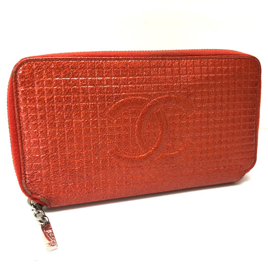 CHANEL A37188 マイクロチョコバー ラウンドファスナー長財布 長財布 パテントレザー レディース ルージュ(レッド)