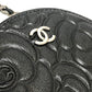 CHANEL 不明 カメリア CC ココマーク ロゴ 斜め掛け カバン ラウンド ミニ ショルダーバッグ レザー レディース グレー