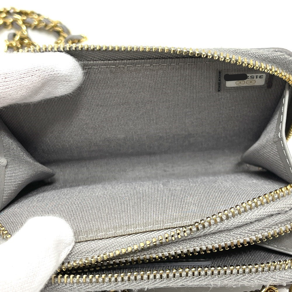 CHANEL AP2308 Matelasse Chaincoin purse Shoulder Bag Caviar Leather gray Used