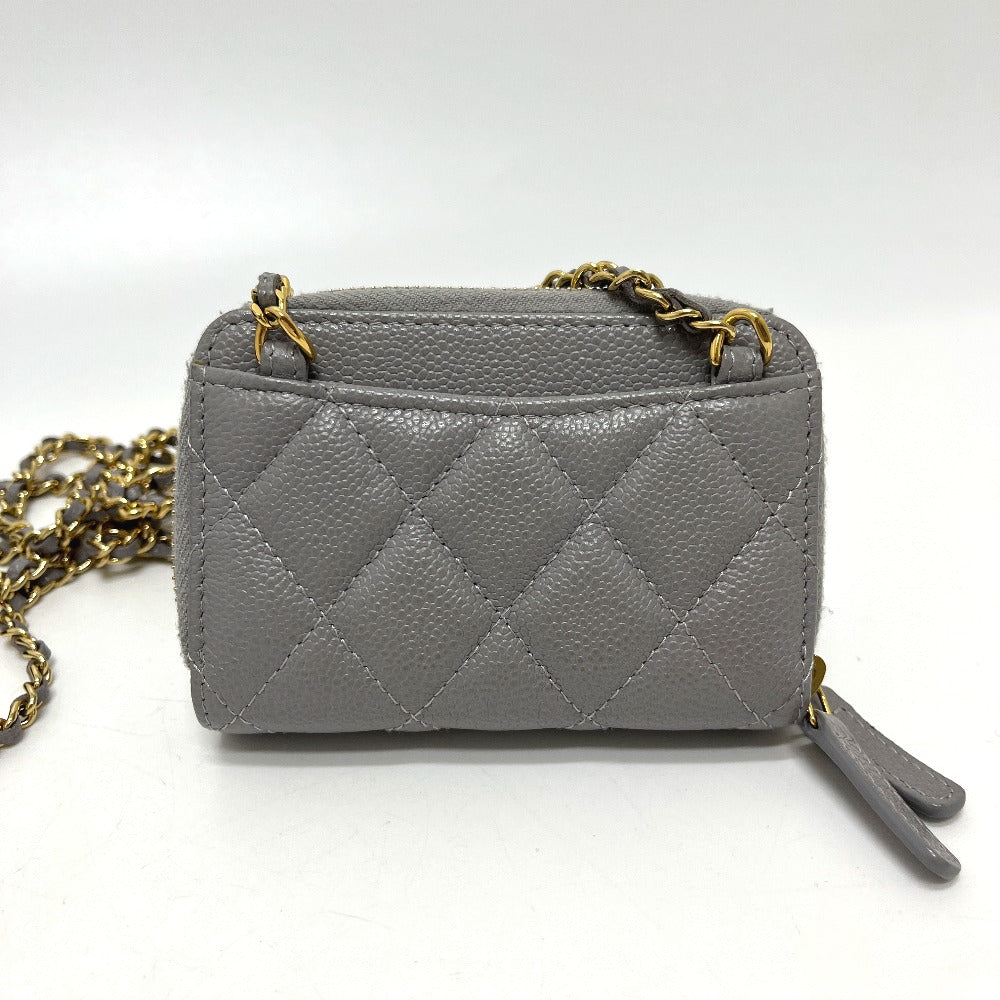 CHANEL AP2308 Matelasse Chaincoin purse Shoulder Bag Caviar Leather gray Used