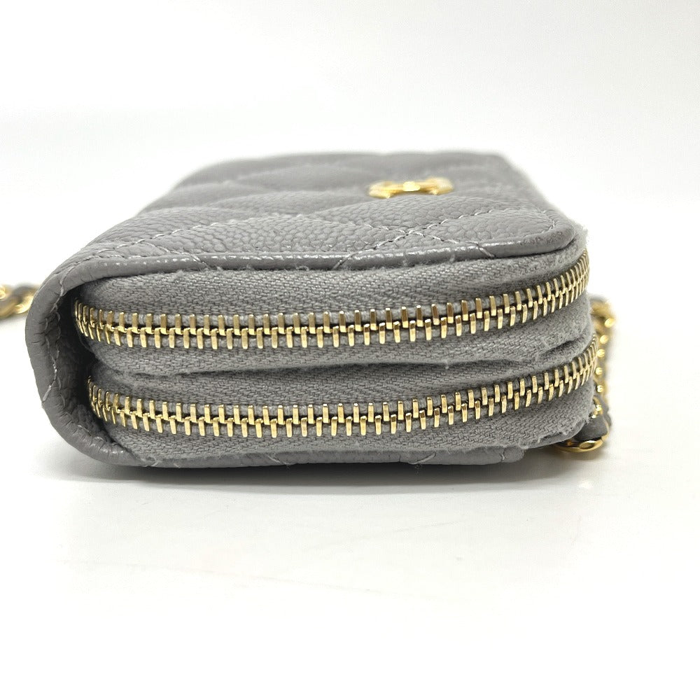 CHANEL AP2308 Matelasse Chaincoin purse Shoulder Bag Caviar Leather gray Used