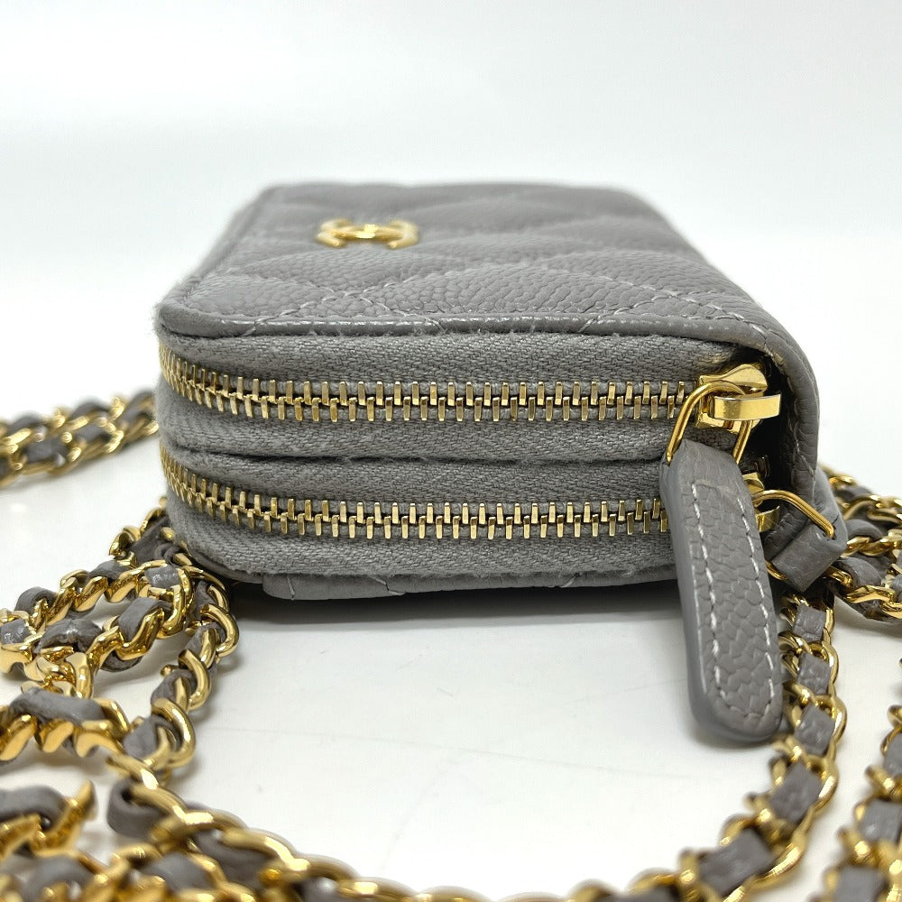 CHANEL AP2308 Matelasse Chaincoin purse Shoulder Bag Caviar Leather gray Used