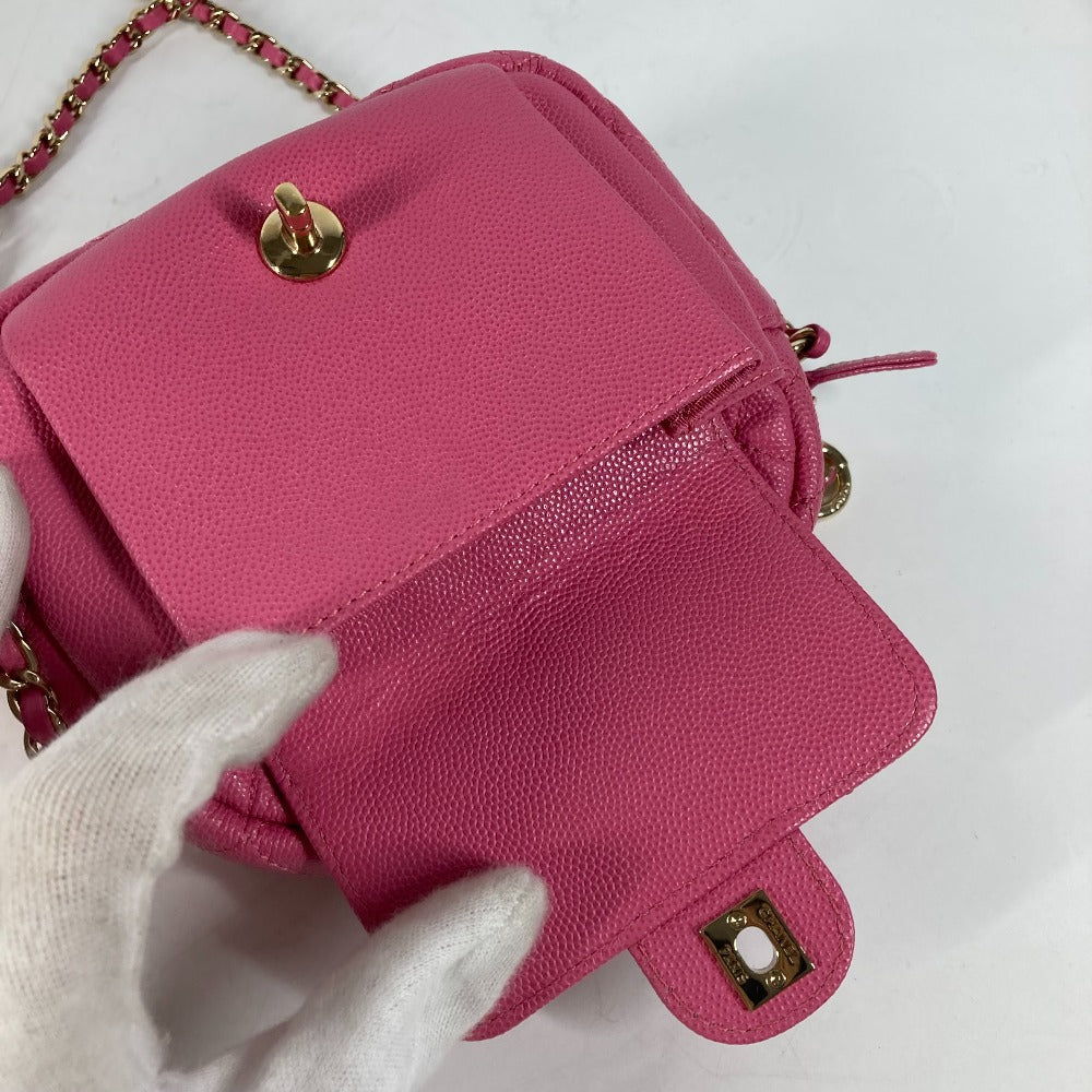 CHANEL マトラッセ キルティング チェーンバッグ CC ココマーク 斜め掛け ポシェット ショルダーバッグ キャビアスキン レディース ピンク