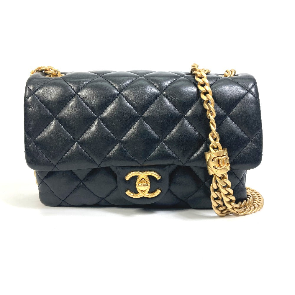 CHANEL AS3393 CC Coco Mark Matelasse Chain Shoulder Bag in Lambskin, Black