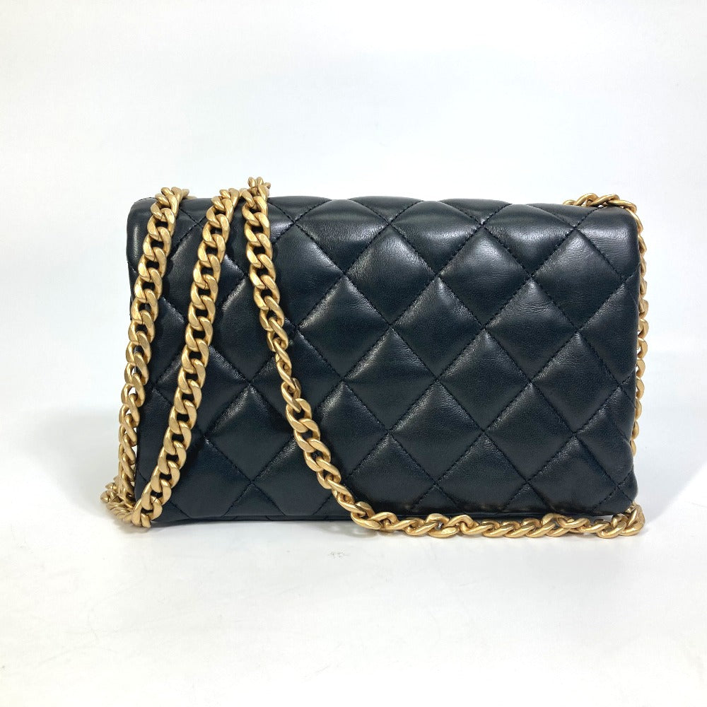CHANEL AS3393 CC Coco Mark Matelasse Chain Shoulder Bag in Lambskin, Black