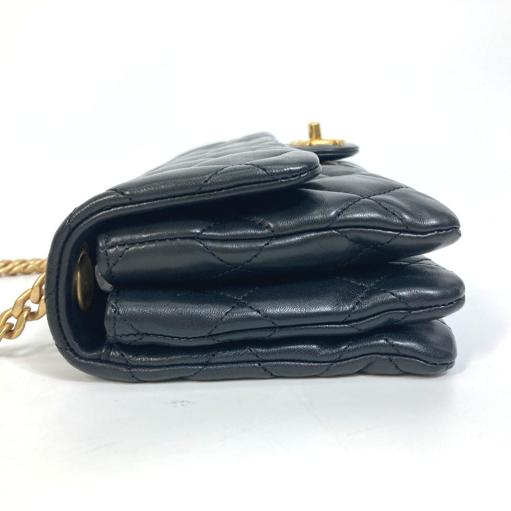 CHANEL AS3393 CC Coco Mark Matelasse Chain Shoulder Bag in Lambskin, Black