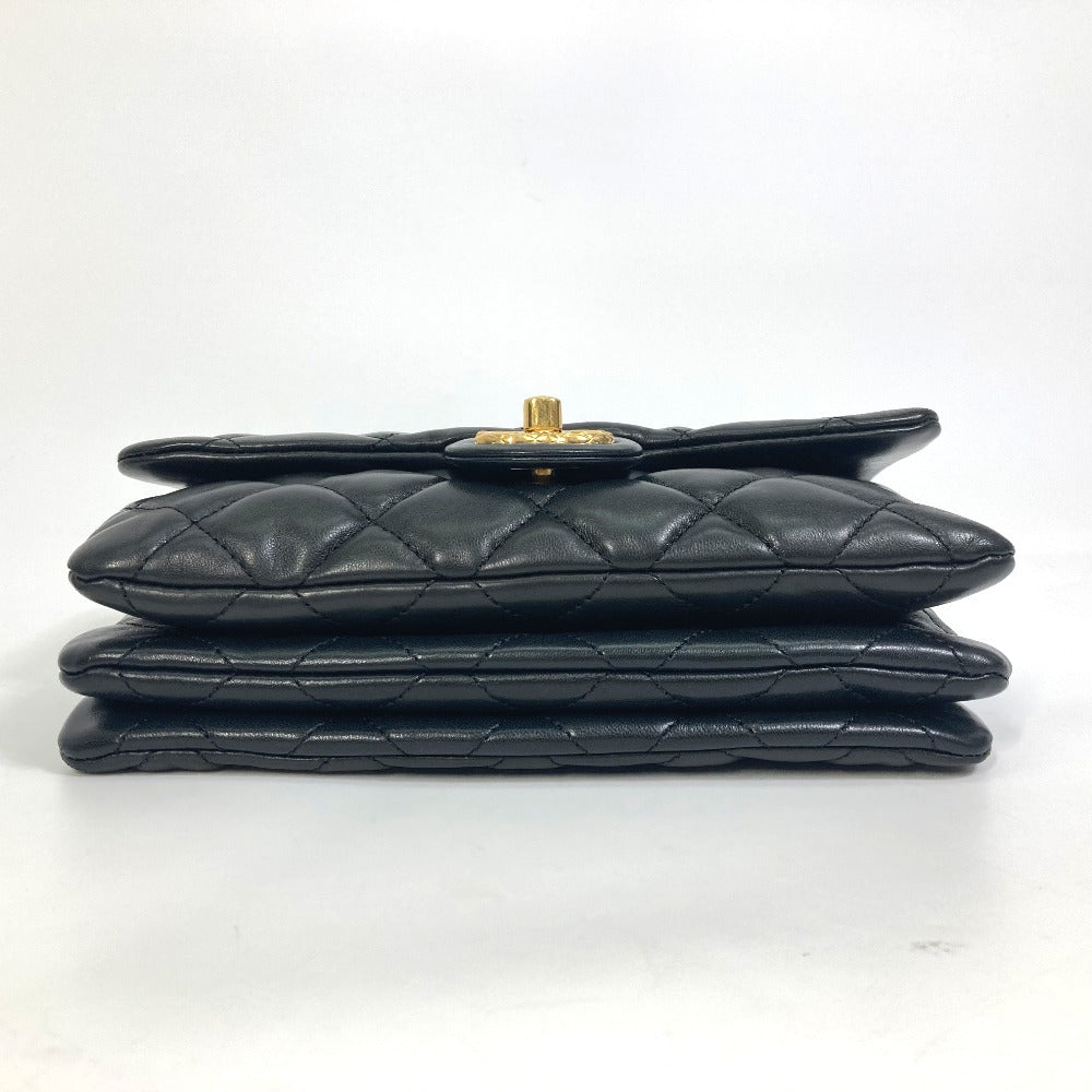 CHANEL AS3393 CC Coco Mark Matelasse Chain Shoulder Bag in Lambskin, Black
