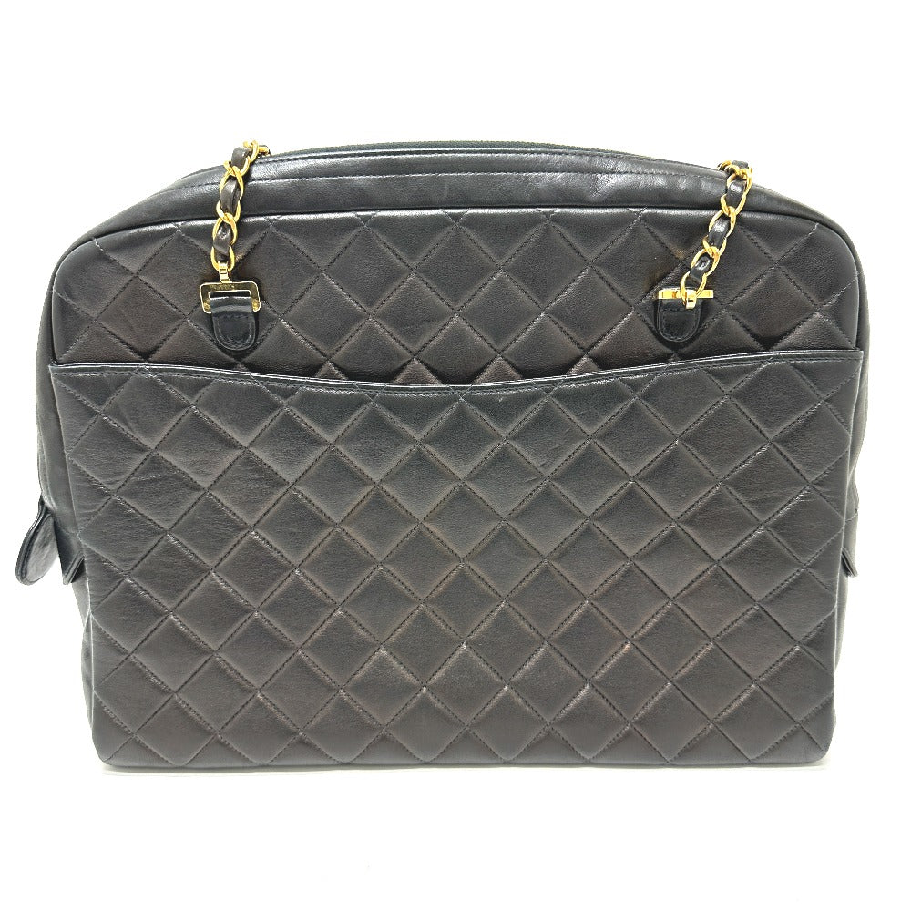 CHANEL ヴィンテージ マトラッセ キルティング CC ココマーク チェーンバッグ カバン ショルダーバッグ ラムスキン レディース ブラック