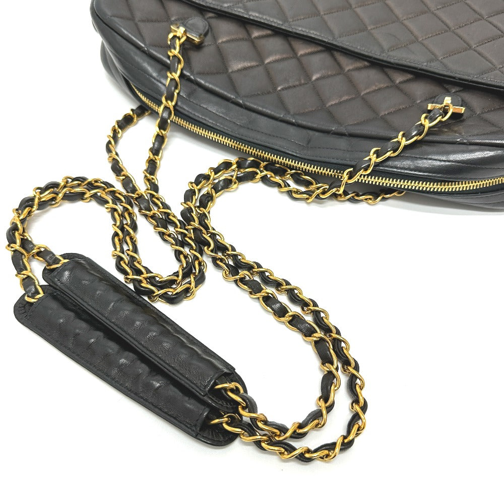 CHANEL ヴィンテージ マトラッセ キルティング CC ココマーク チェーンバッグ カバン ショルダーバッグ ラムスキン レディース ブラック