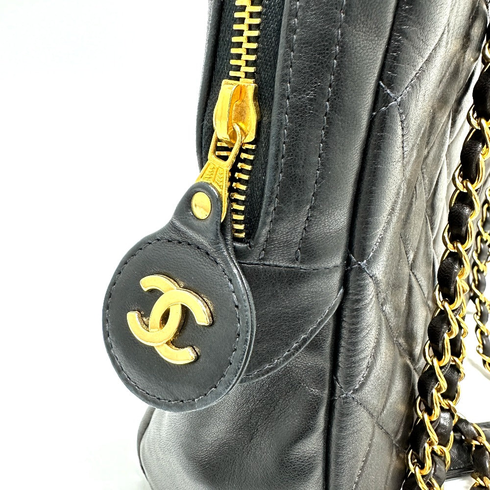 CHANEL ヴィンテージ マトラッセ キルティング CC ココマーク チェーンバッグ カバン ショルダーバッグ ラムスキン レディース ブラック