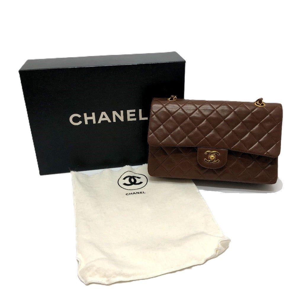 CHANEL A01112 マトラッセ25 マトラッセ 25 Wフラップ Wチェーン 斜め掛け 肩掛け カバン バッグ ショルダーバッグ ラムスキン レディース ブラウン