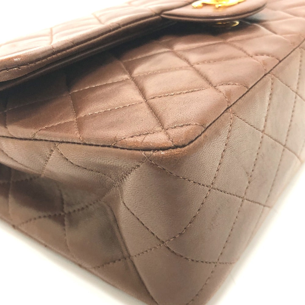 CHANEL A01112 マトラッセ25 マトラッセ 25 Wフラップ Wチェーン 斜め掛け 肩掛け カバン バッグ ショルダーバッグ ラムスキン レディース ブラウン