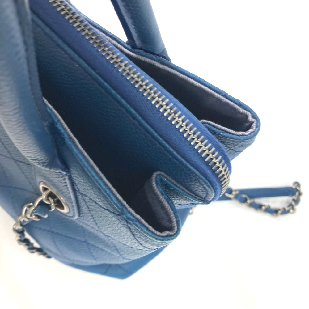 CHANEL トートバッグ カバン ハンドバッグ CC ココマーク マトラッセ キルティング チェーン 2WAY 肩掛け ショルダーバッグ キャビアスキン レディース ブルー