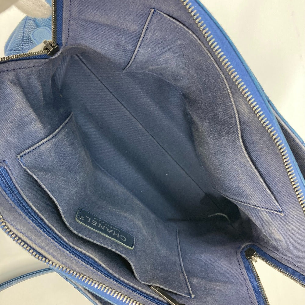 CHANEL トートバッグ カバン ハンドバッグ CC ココマーク マトラッセ キルティング チェーン 2WAY 肩掛け ショルダーバッグ キャビアスキン レディース ブルー