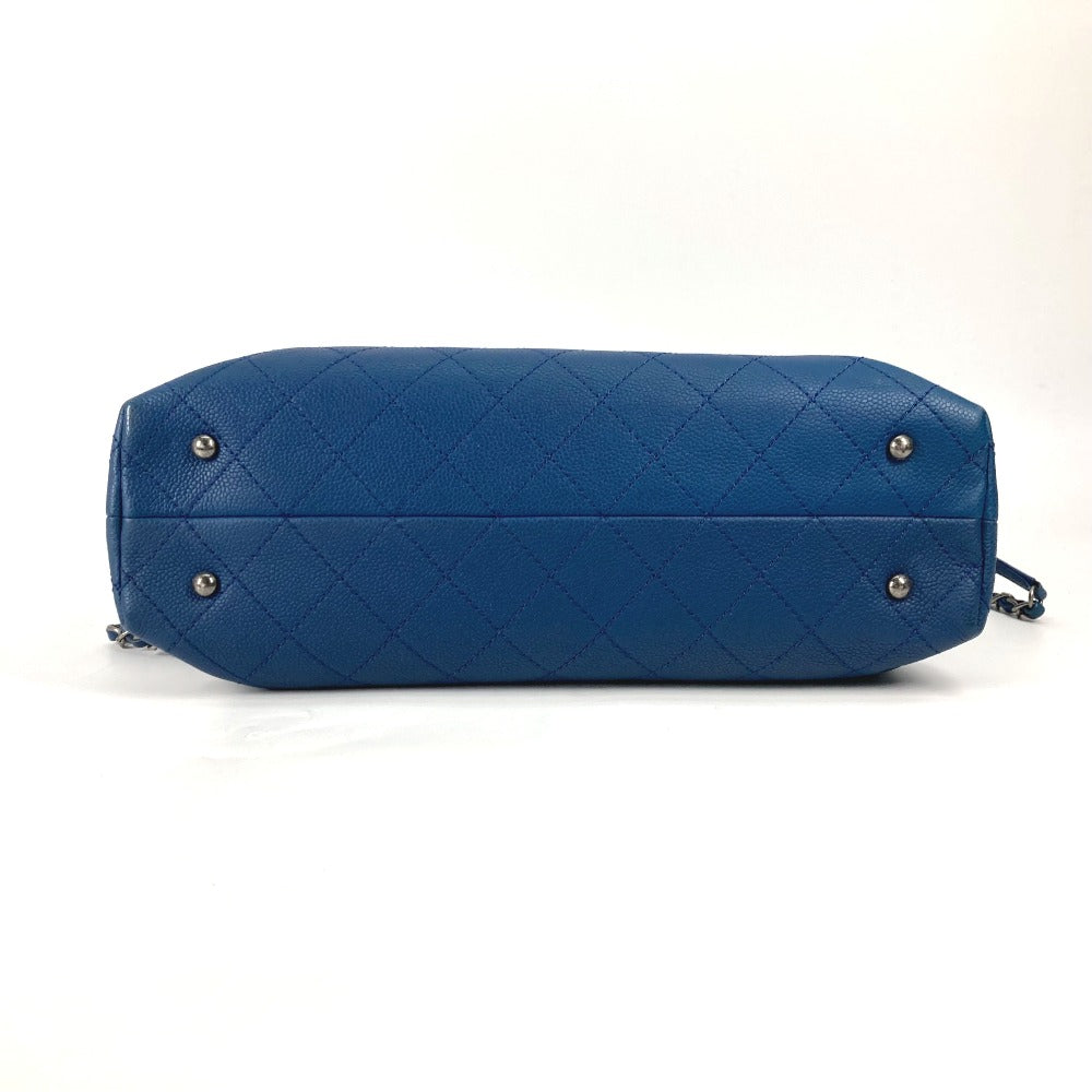 CHANEL トートバッグ カバン ハンドバッグ CC ココマーク マトラッセ キルティング チェーン 2WAY 肩掛け ショルダーバッグ キャビアスキン レディース ブルー
