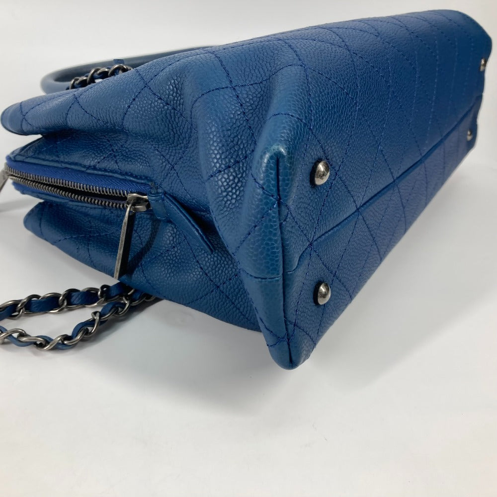 CHANEL トートバッグ カバン ハンドバッグ CC ココマーク マトラッセ キルティング チェーン 2WAY 肩掛け ショルダーバッグ キャビアスキン レディース ブルー
