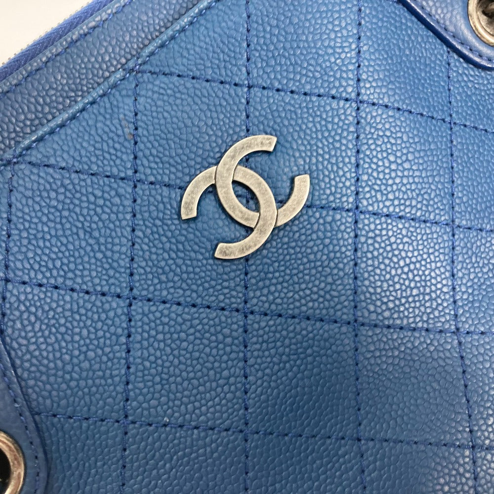 CHANEL トートバッグ カバン ハンドバッグ CC ココマーク マトラッセ キルティング チェーン 2WAY 肩掛け ショルダーバッグ キャビアスキン レディース ブルー