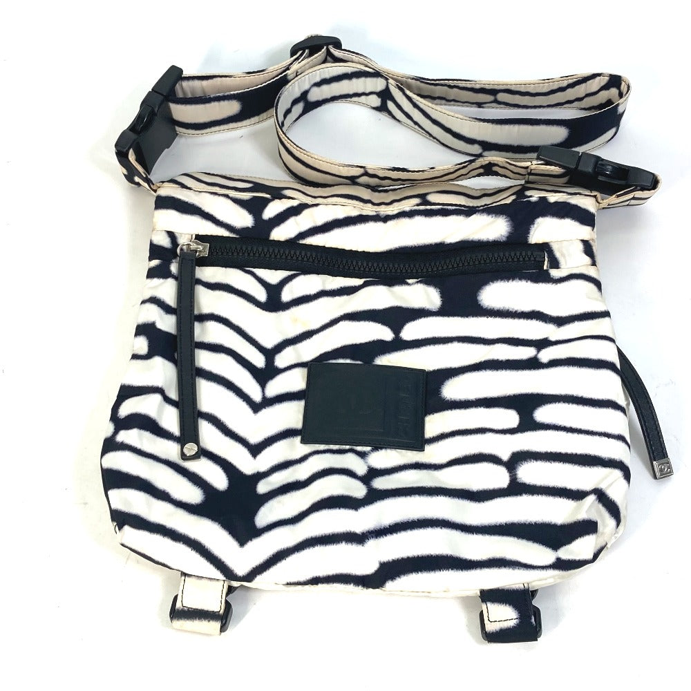 CHANEL Sport Zebra Print Crossbody Messenger Bag Shoulder Bag Nylon Women's Black