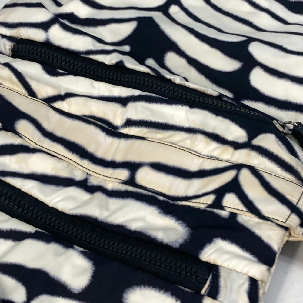 CHANEL Sport Zebra Print Crossbody Messenger Bag Shoulder Bag Nylon Women's Black