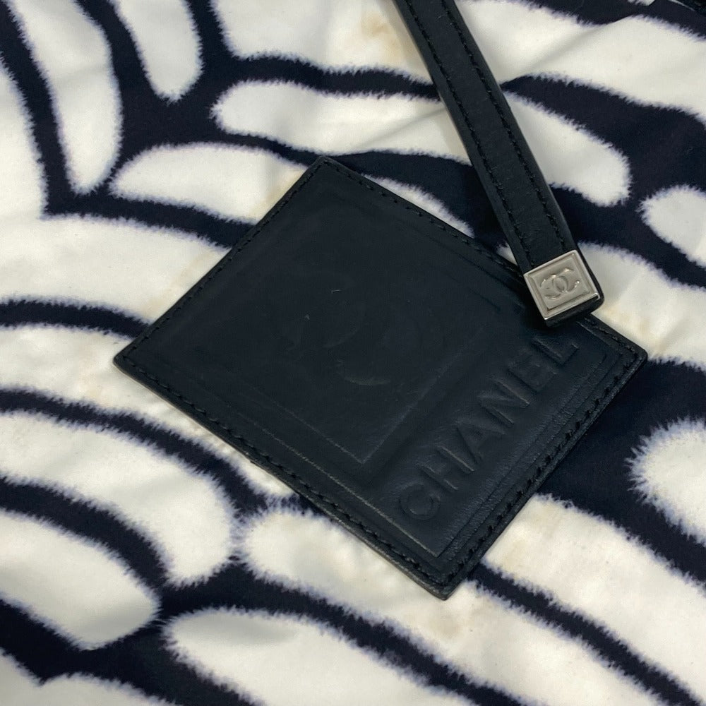 CHANEL Sport Zebra Print Crossbody Messenger Bag Shoulder Bag Nylon Women's Black