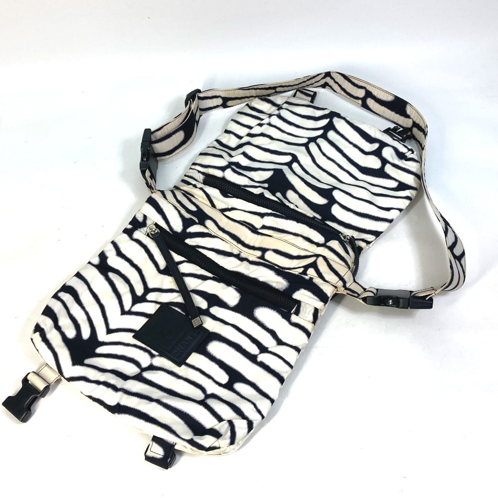 CHANEL Sport Zebra Print Crossbody Messenger Bag Shoulder Bag Nylon Women's Black