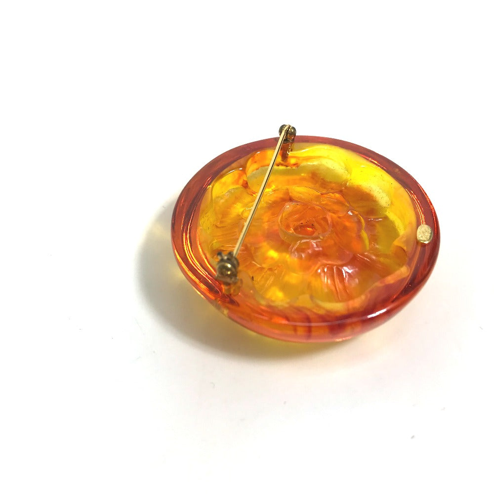 CHANEL Brand Accessory 96A Camellia Circle Brooch, Plastic, Women's, Orange