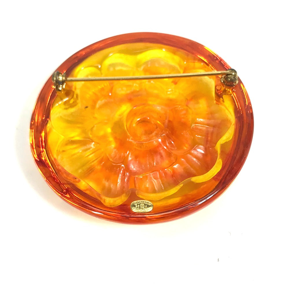 CHANEL Brand Accessory 96A Camellia Circle Brooch, Plastic, Women's, Orange